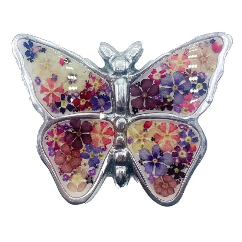 Butterfly Wall Ornament w/ Pressed Flowers 5" x 3.5" - Image 4