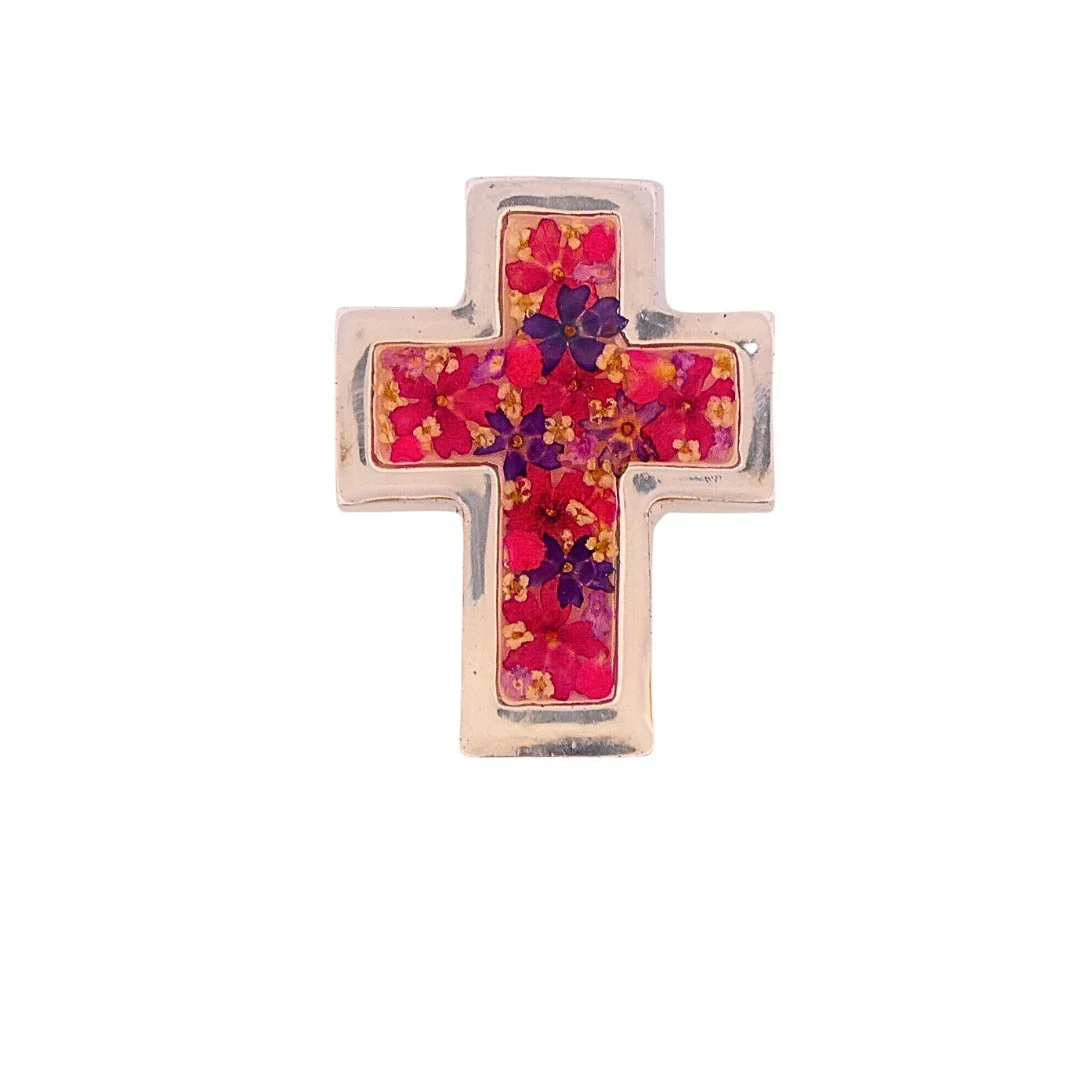 Mini Cross w/ Pressed Flowers 3.5" - Image 10