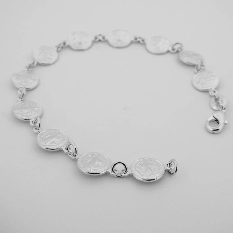 Silver-Plated St Benedict Coins Bracelet 7.5-inch - Image 8