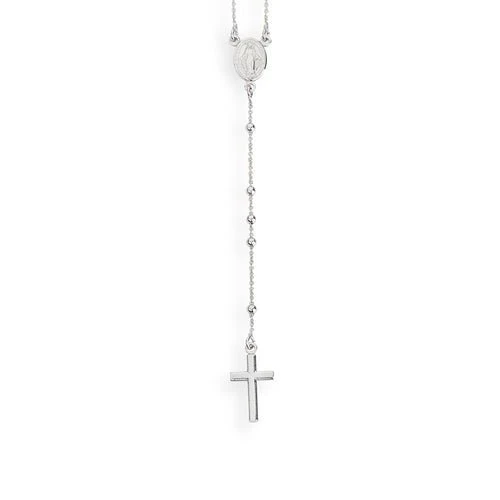 Silver Classic Rosary Necklace 18-inch