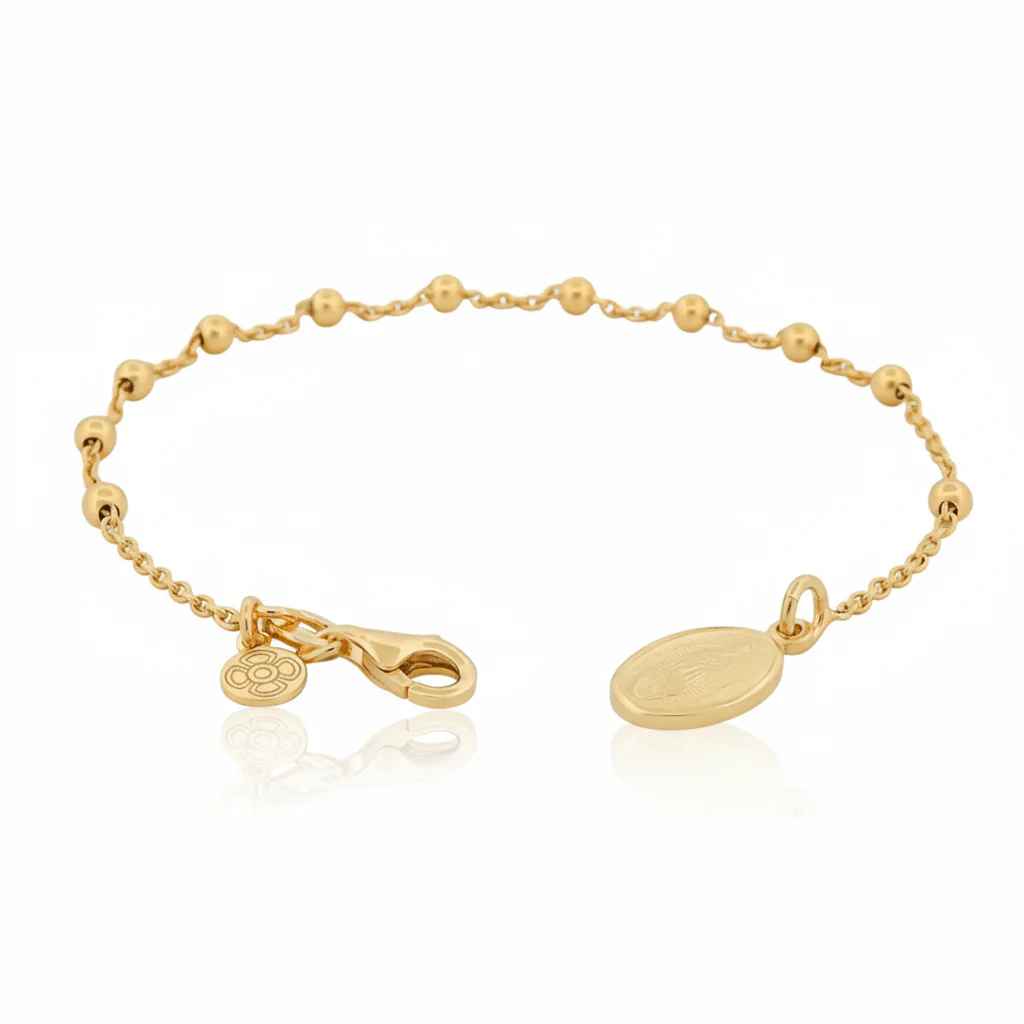 Gold Vermeil Our Lady of Guadalupe Rosary Bracelet — 7.5” - Image 3