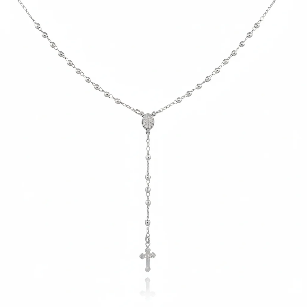 Silver-Plated Tiny Our Lady of Grace Necklace 18-inch