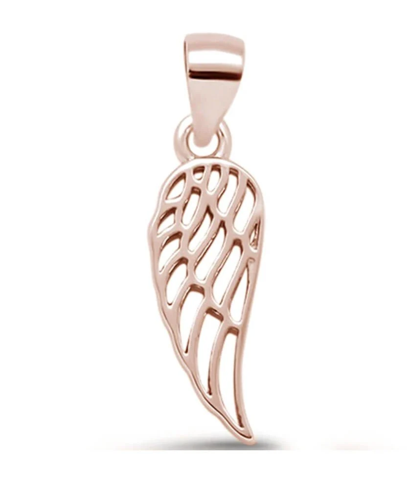 Rose Gold Vermeil Angel Wing Pendant 18-inch