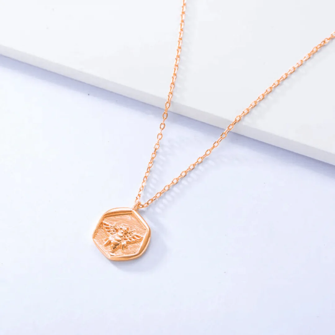 Rose Gold Vermeil Bee Necklace 18" - Image 2