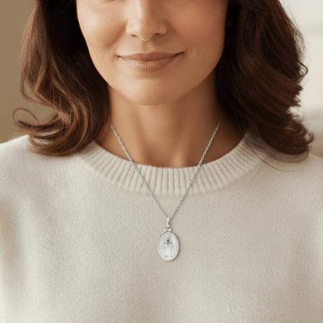 Silver-Plated Miraculous Medal Necklace — Rue du Bac, Paris (18”) - Image 3