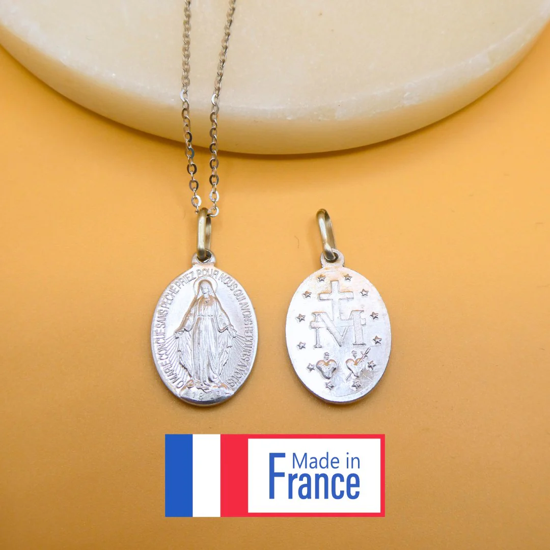 Silver-Plated Miraculous Medal Necklace — Rue du Bac, Paris (18”) - Image 4