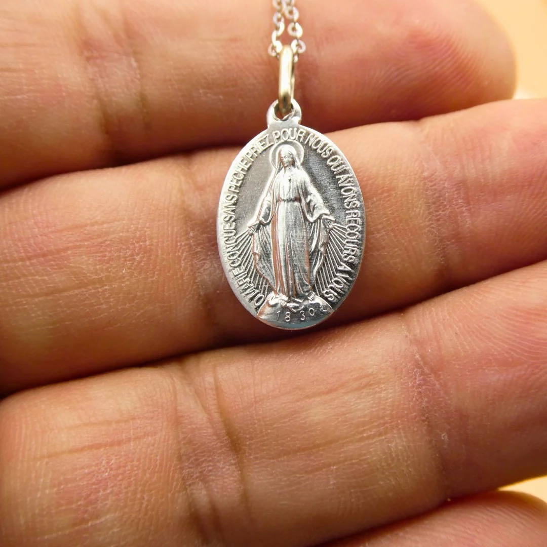 Silver-Plated Miraculous Medal Necklace — Rue du Bac, Paris (18”) - Image 5