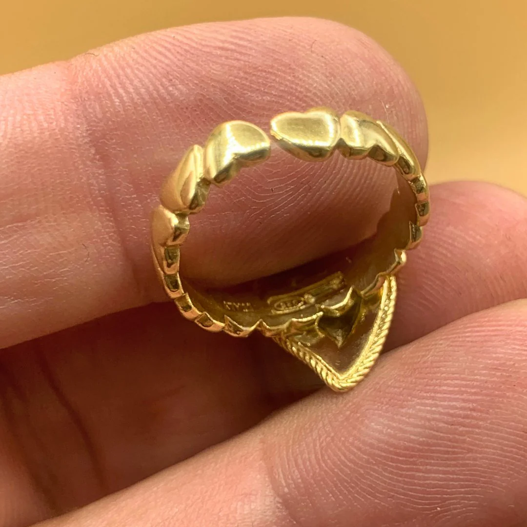 Gold Vermeil Adjustable Sacred Heart Ring - Image 5