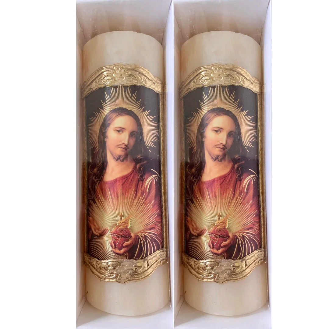 Sacred Heart of Jesus Candle 6.5" - Image 2