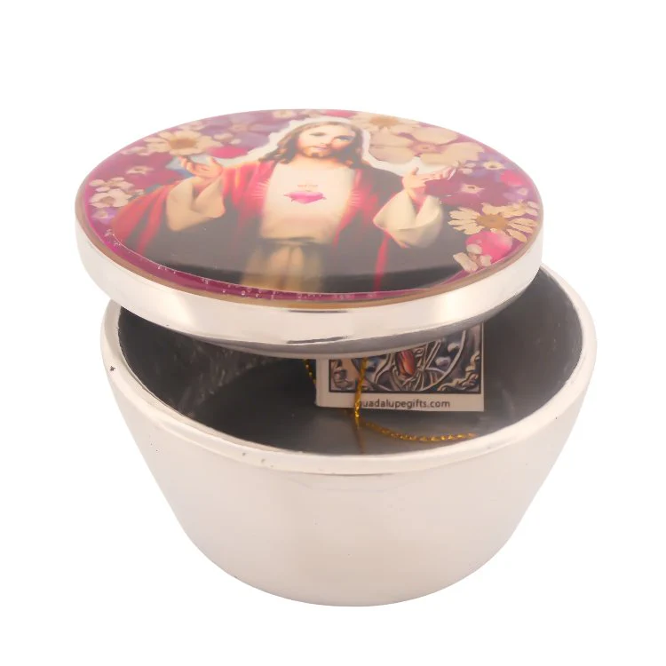 Sacred Heart Rosary Box w/ Pressed Flowers 2.9" x 1.5" x 2" - Image 5