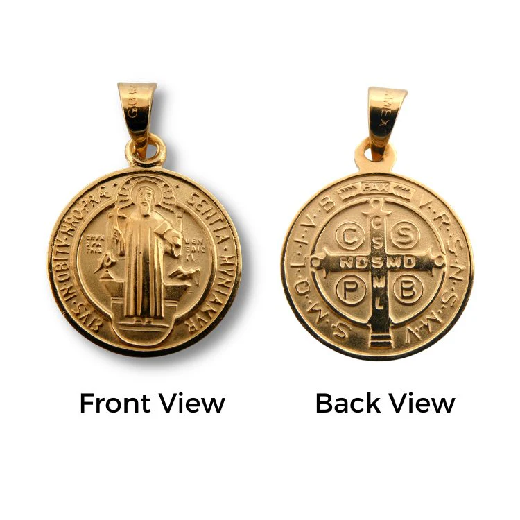 Gold Saint Benedict Medal Necklace 18-inch - Image 5