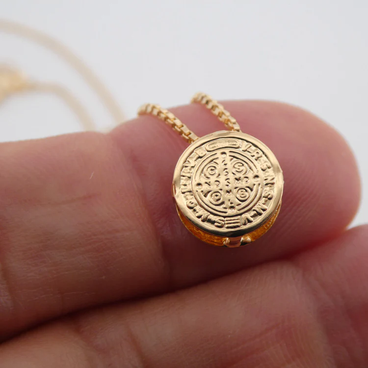 Gold-Plated Saint Benedict Medal Necklace 18-inch - Image 3