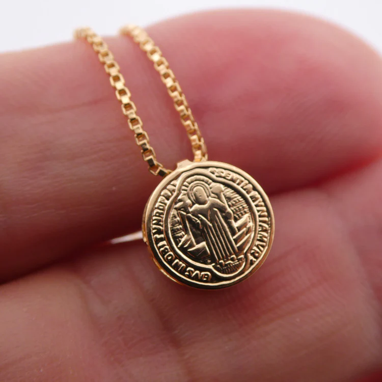 Gold-Plated Saint Benedict Medal Necklace 18-inch - Image 4