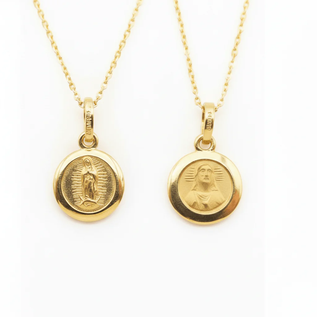 Gold-Filled Round Scapular Pendant Necklace – Our Lady of Guadalupe, 18” - Image 4