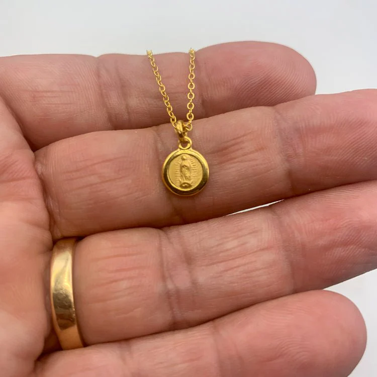 Gold-Filled Round Scapular Pendant Necklace – Our Lady of Guadalupe, 18” - Image 5