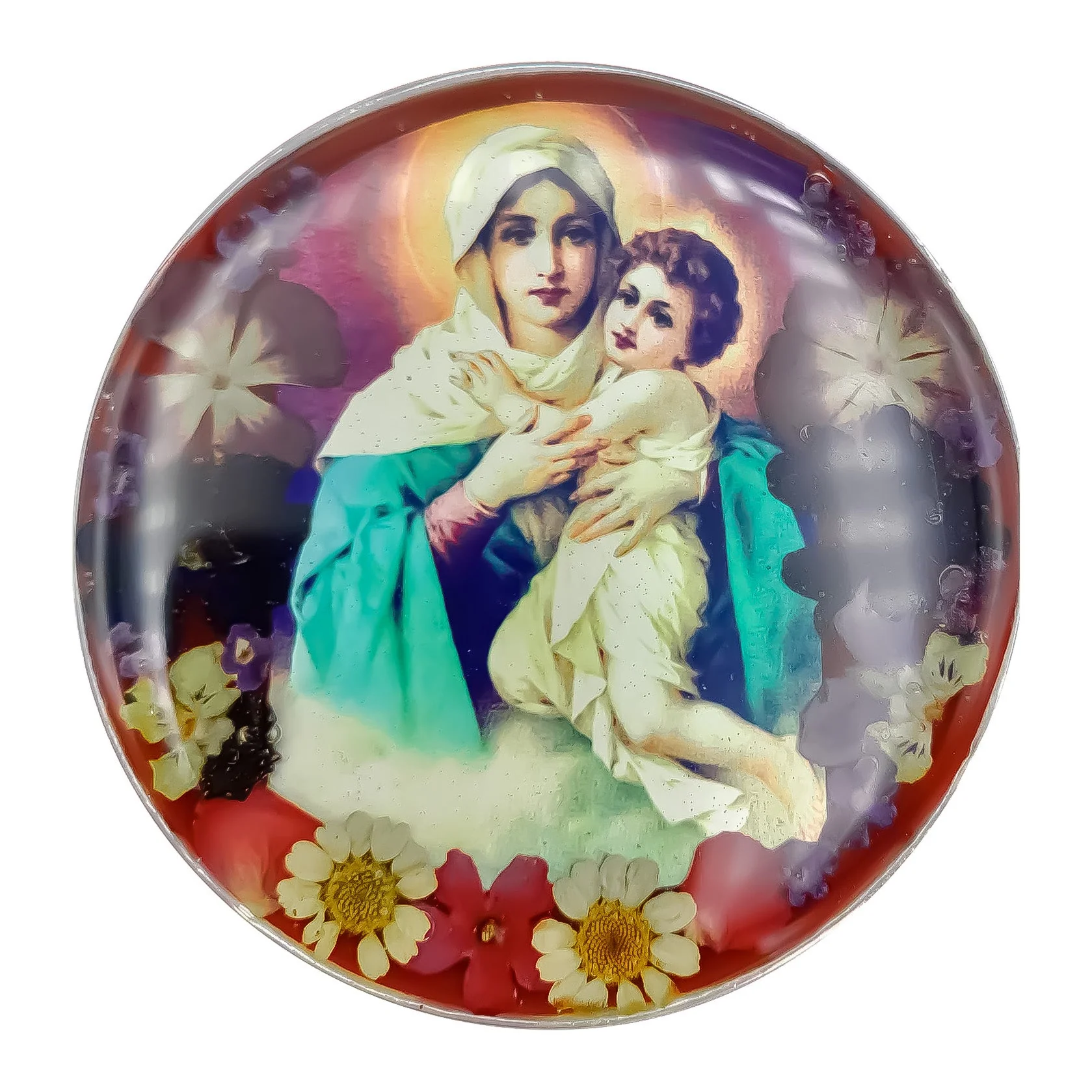 Schoenstatt Rosary Box w/ Pressed Flowers 2.9" x 1.5" x 2" - Image 4