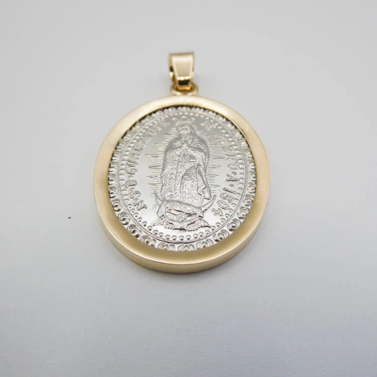 Sterling Silver Our Lady of Guadalupe Medal with 14k Gold Bezel — 1.2” × 0.9” - Image 9