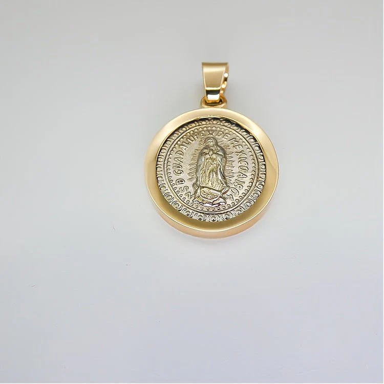 Sterling Silver Our Lady of Guadalupe Medal with 14k Gold Bezel — 0.9” × 0.8” - Image 6