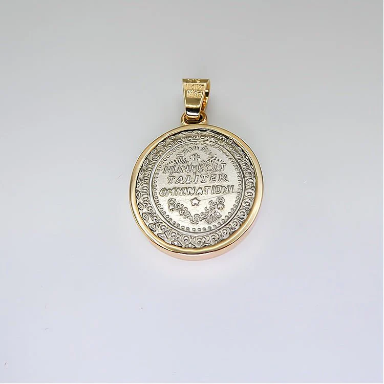 Sterling Silver Our Lady of Guadalupe Medal with 14k Gold Bezel — 0.9” × 0.8” - Image 7