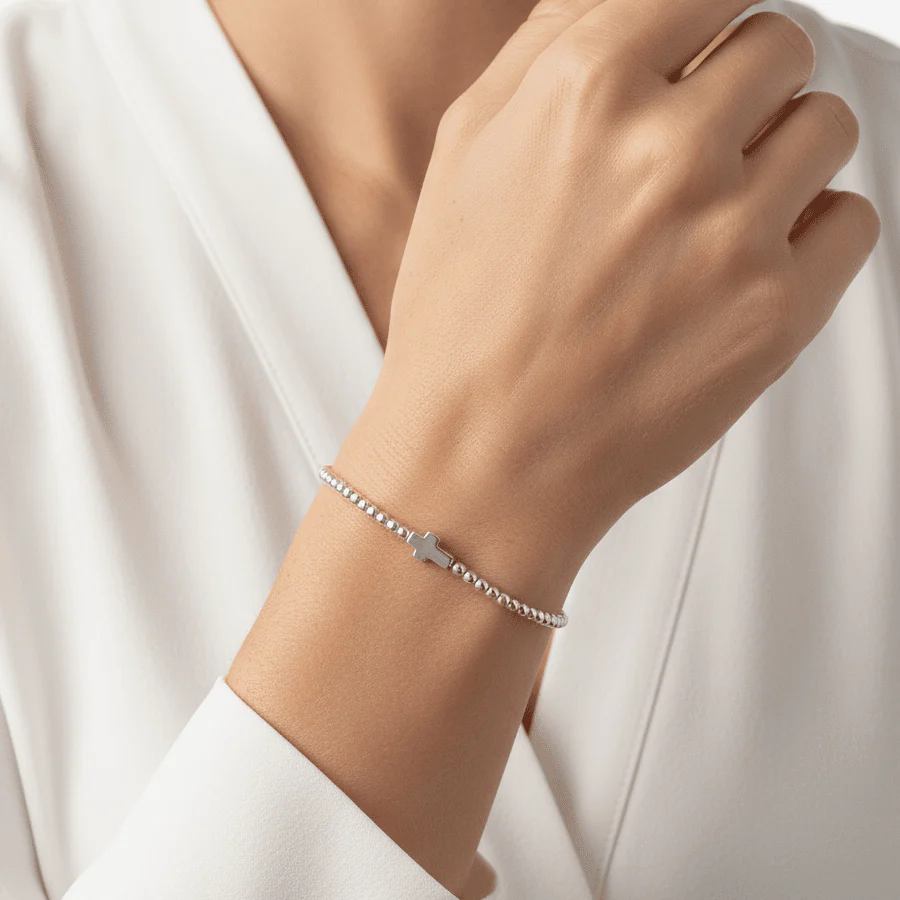 Silver Bracelet with a Cross 6.5"+1" - Image 2