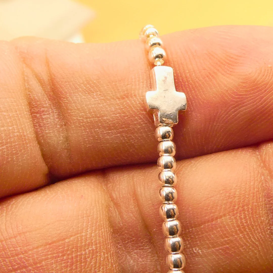 Silver Bracelet with a Cross 6.5"+1" - Image 3