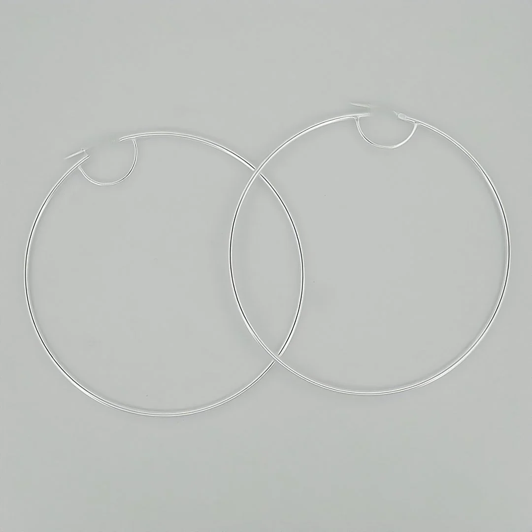 Silver Hoop Earrings 3-inch - Image 7