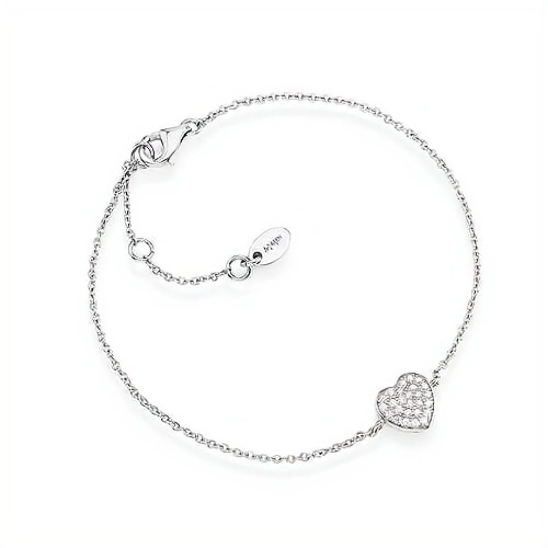 Silver Heart Bracelet w/ Zirconias 7.5