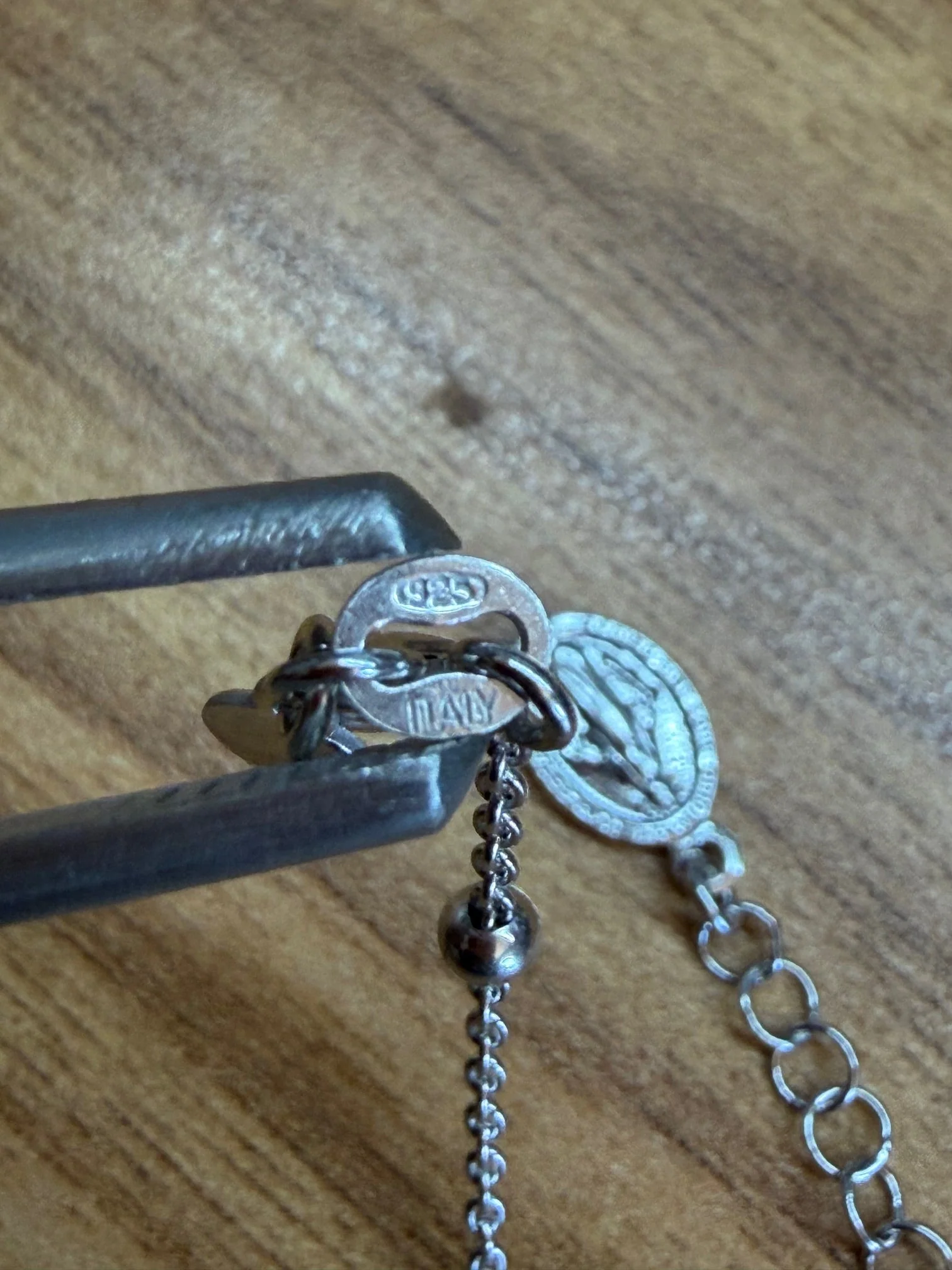 Sterling Silver Miraculous Medal Rosary Bracelet — 7.5” (Made in Italy) - Image 4