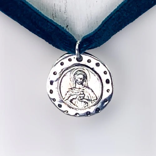 Silver-Plated Mary's Velvet Necklace 18-inch - Image 2