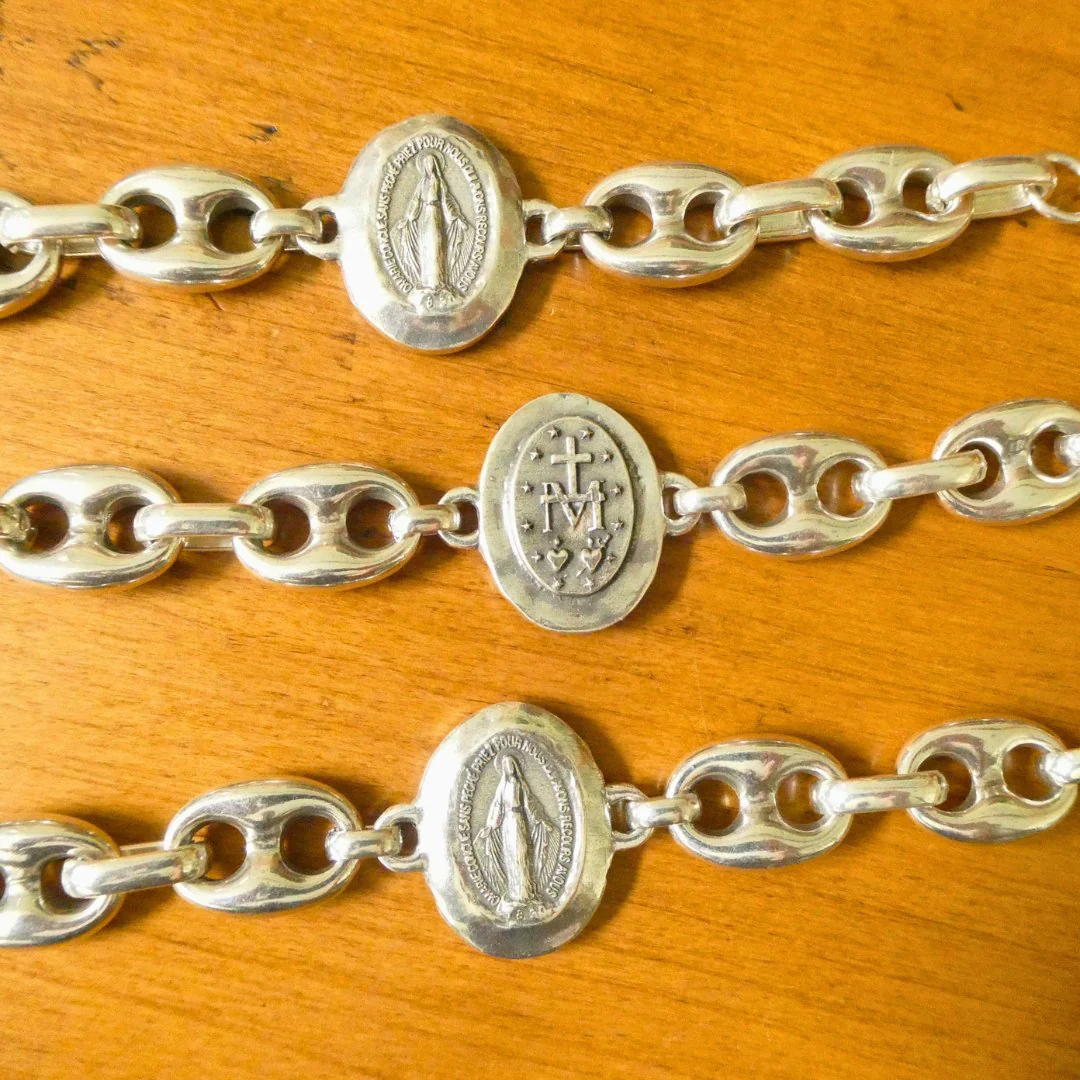 Silver-Plated Miraculous Medal Chain Bracelet-7-inch - Image 8