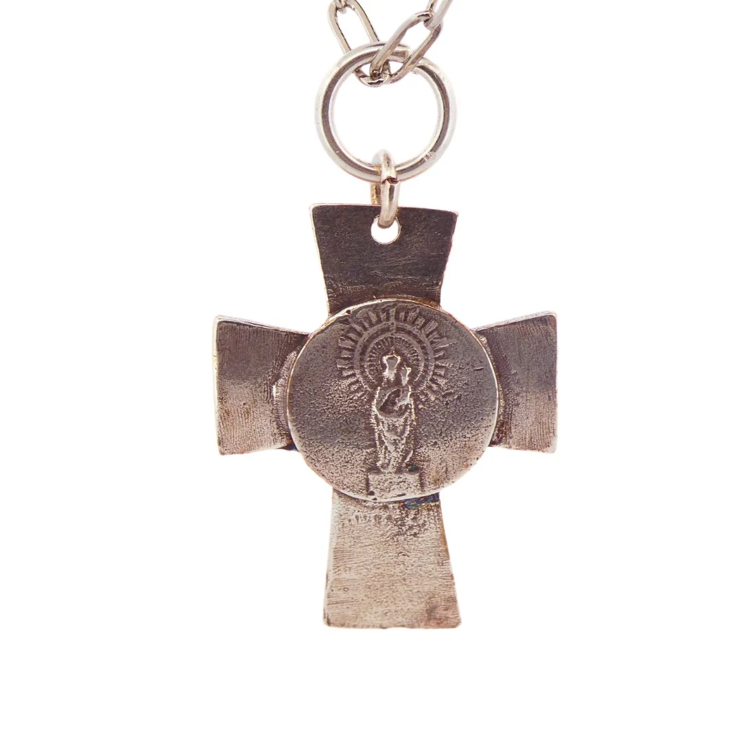 Silver-Plated Mary & Christ Cross Necklace 22-inch - Image 7