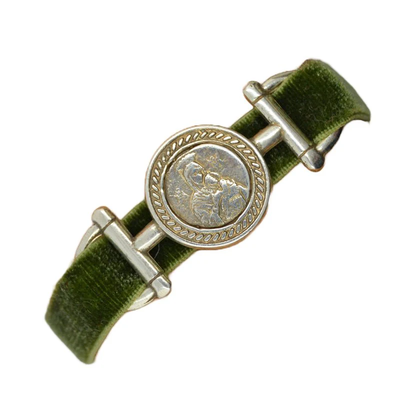 Silver-Plated Our Lady of Perpetual Help Velvet Bracelet 7.5"