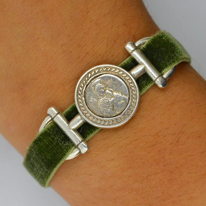 Silver-Plated Our Lady of Perpetual Help Velvet Bracelet 7.5" - Image 2
