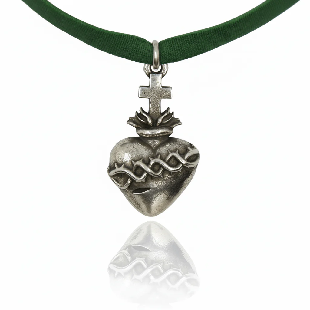 Silver-Plated Sacred Heart of Christ Necklace 22-inch - Image 4