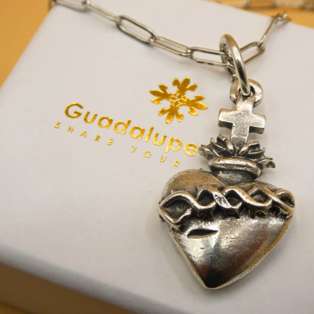 Silver-Plated Sacred Heart of Christ Necklace 22-inch - Image 5