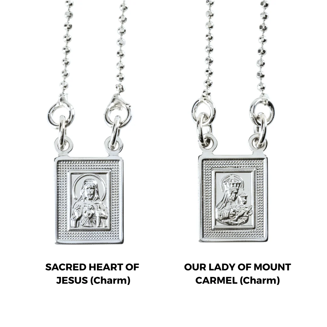 Silver-Plated Scapular Necklace – Dainty Double Pendant, No Clasp 24” - Image 3