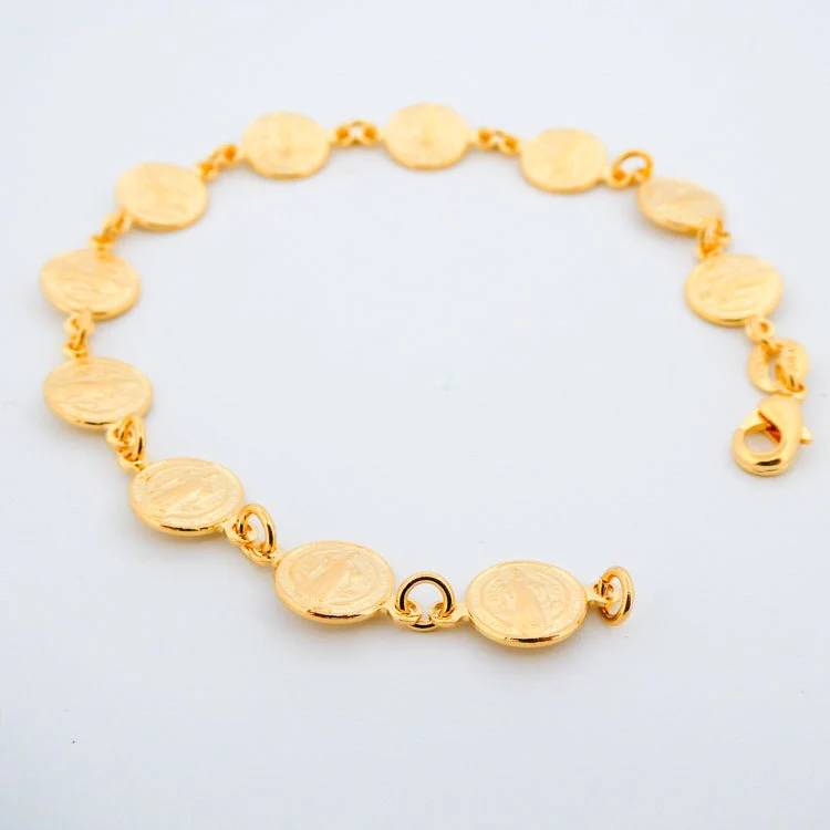 Gold-Plated St Benedict Coins Bracelet 7.5-inch - Image 5