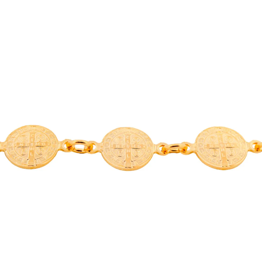 Gold-Plated St Benedict Coins Bracelet 7.5-inch - Image 8