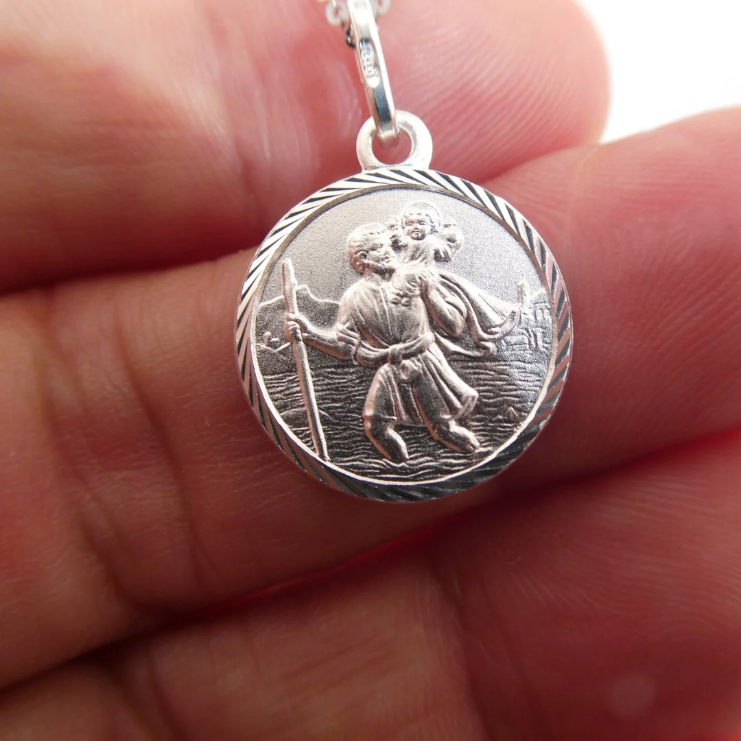 Silver Saint Christopher Medal Necklace 18-inch - Image 3