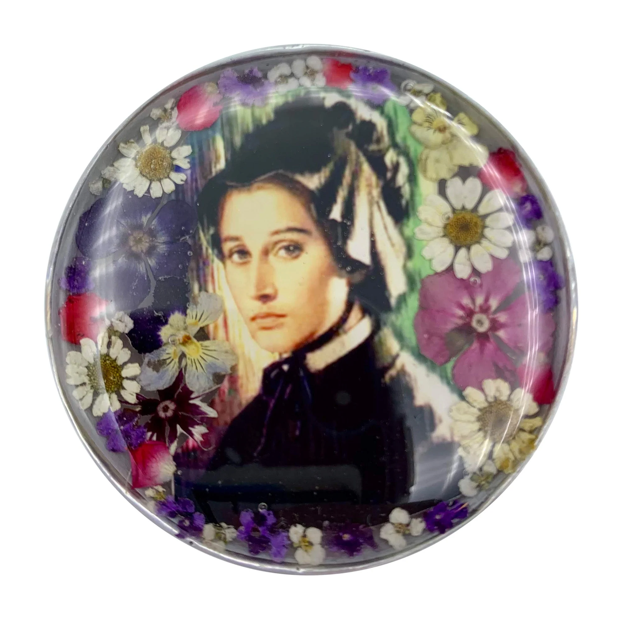 St Elizabeth Ann Seton Rosary Box w/ Pressed Flowers 2.9" x 1.5" x 2" - Image 4