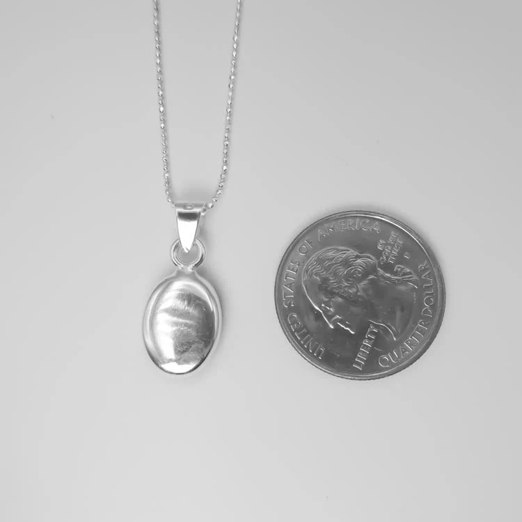 Saint Joseph Mini Oval Pendant w/ Pressed Flowers 18-inch - Image 3
