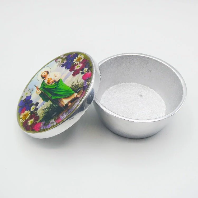 St Jude Rosary Box w/ Pressed Flowers 2.9" x 1.5" x 2" - Image 3