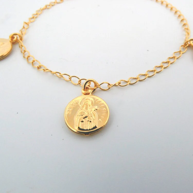Gold-Plated Bracelet with St Therese of Lisieux Medals 7.5-inch - Image 4