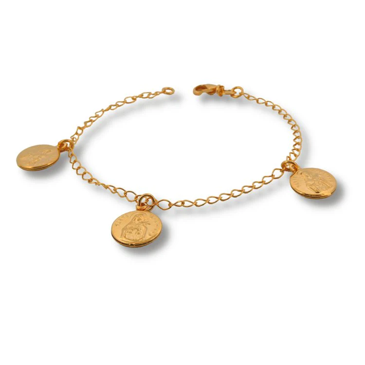 Gold-Plated Bracelet with St Therese of Lisieux Medals 7.5-inch - Image 5