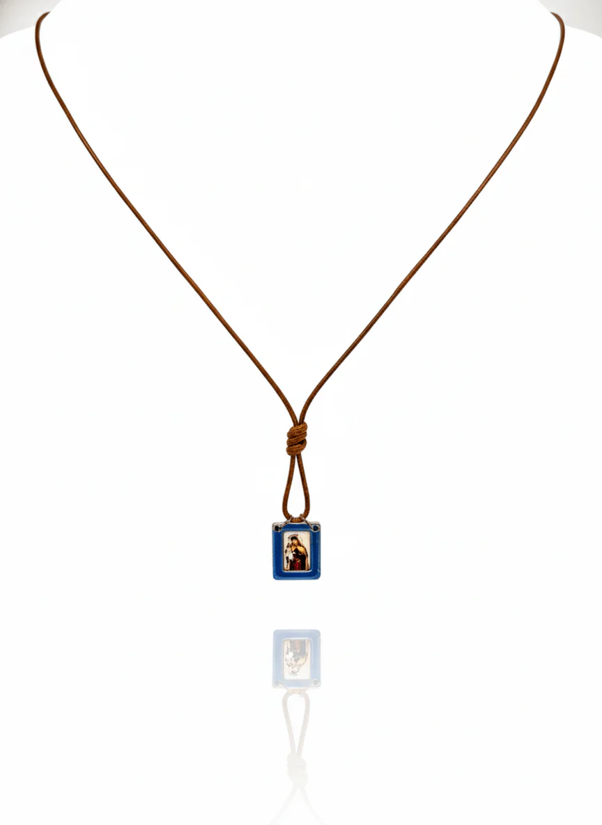 Stainless Steel Scapular Charm Necklace 24-inch (adjustable cord) - Image 3