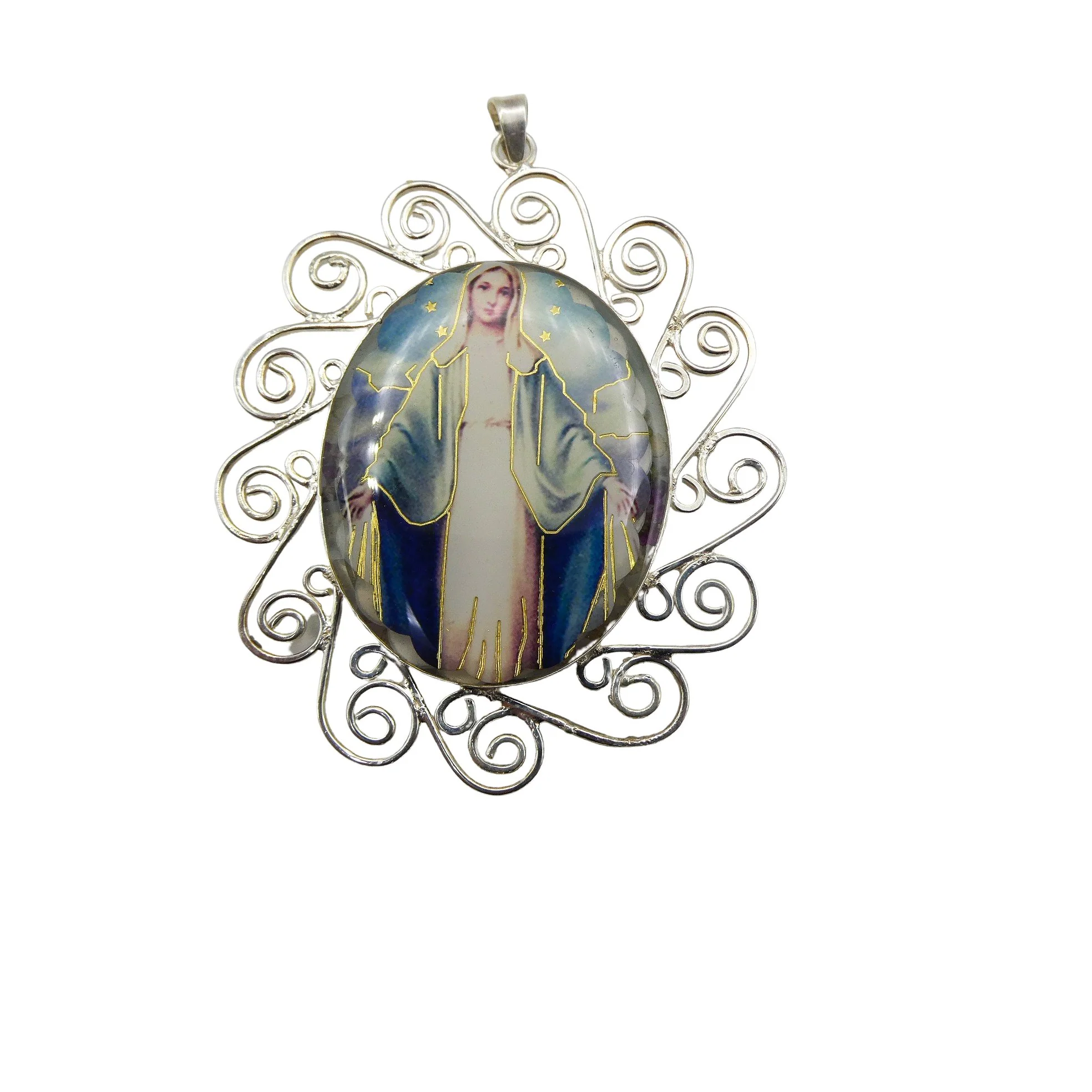 Divine Mercy & Grace Baroque Necklace w/ Pressed Flowers 18-inch - Image 2