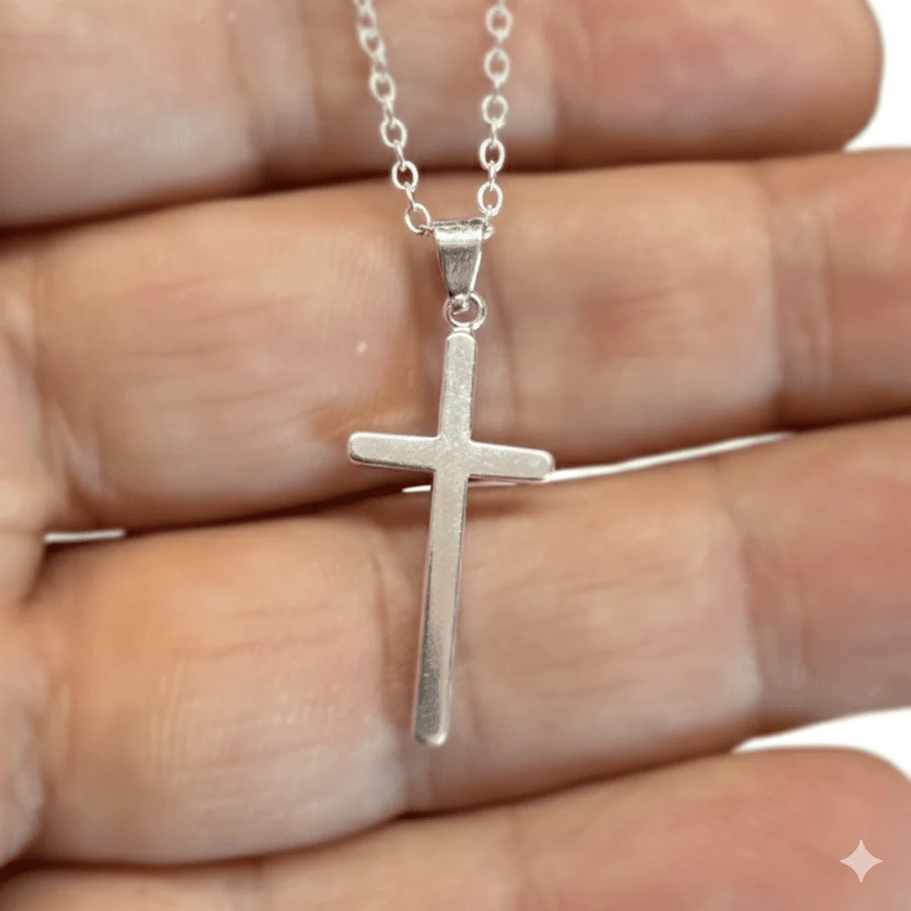 Silver Latin Cross Necklace 18-inch - Image 4