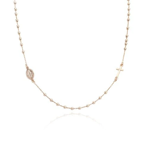 Dark Silver Rosary Choker w/ Black Crystals 18-inch - Image 18