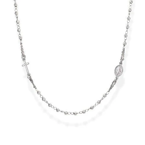 Dark Silver Rosary Choker w/ Black Crystals 18-inch - Image 29