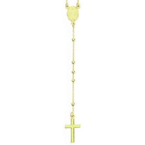 Silver Rosary classic necklace, GOLD 18-inch